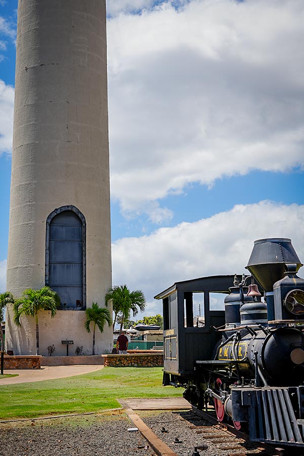 image of smokestack and trains in Lahaina Maui